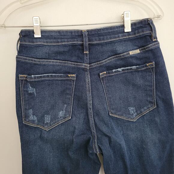 KanCan Ultra High Rise Flare Jeans Rigid Denim Distressed Raw Hem Women 26 - Picture 7 of 12